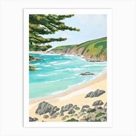 Perranporth Beach, Cornwall Contemporary Illustration   Art Print