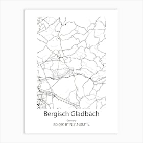 Bergisch Gladbach,Germany Minimalist Map Art Print