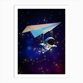 Astronaut Flying In Space Art Print