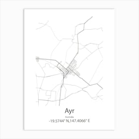 Ayr,Australia Minimalist Map Art Print