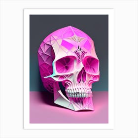 Skull With Intricate Linework 1 Pink Paul Klee Art Print