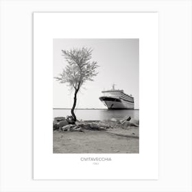 Poster Of Civitavecchia, Italy, Black And White Photo 2 Art Print