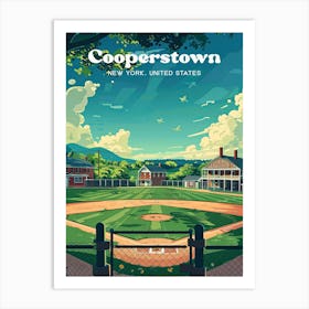 Cooperstown New York Baseball Field Digital Travel Art Art Print