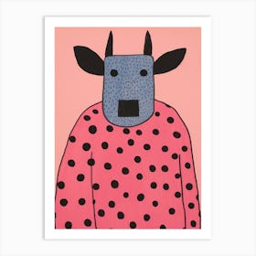 Pink Polka Dot Buffalo 1 Art Print