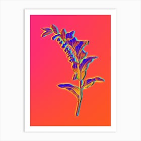 Neon Solomon's Seal Botanical in Hot Pink and Electric Blue n.0250 Art Print