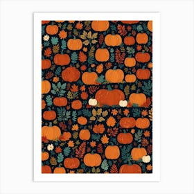 Autumn Leaves And Pumpkins Art Print