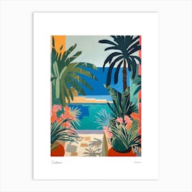 Santorini Greece Matisse Style 2 Watercolour Travel Poster Art Print