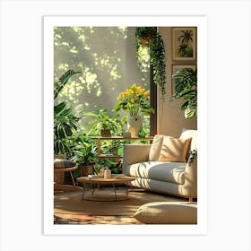 Living Room With Plants Art Print