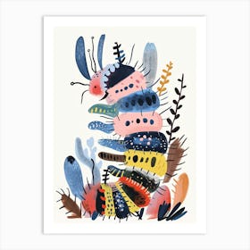 Colourful Insect Illustration Catepillar 10 Art Print