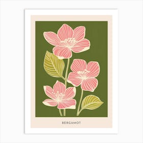 Pink & Green Bergamot 1 Flower Poster Art Print