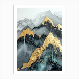 Atlas Mountains Golden Peaks - Opulent Textures Art Print