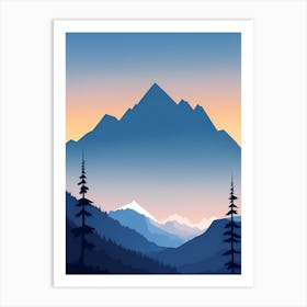 Misty Mountains Vertical Composition In Blue Tone 129 Art Print