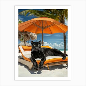 Black Panther On The Beach Poster