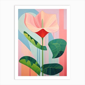 Flamingo Flower Anthurium 4 Hilma Af Klint Inspired Pastel Flower Painting Art Print