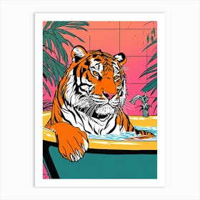 Tiger In Bathtub Art Print