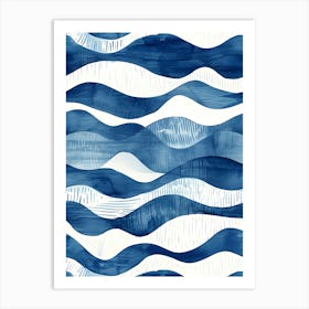 Blue And White Waves Art Print