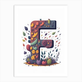 Colorful Letter F Illustration 48 Art Print