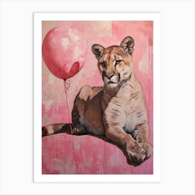 Cute Puma 2 With Balloon Art Print