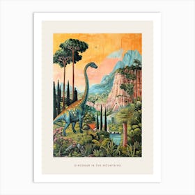 Dinosaur In The Mountains Painting Poster Art Print