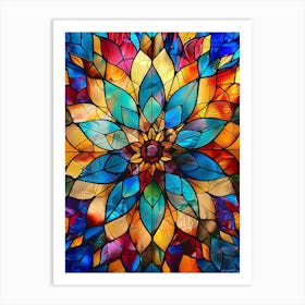 Colorful Stained Glass Flowers 9 Art Print