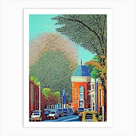 Brockton, City Us  Pointillism Art Print