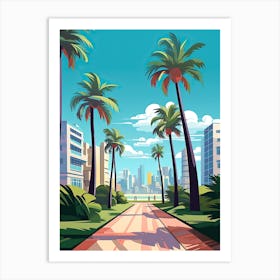 Miami Beach Florida, Usa, Flat Illustration 3 Art Print