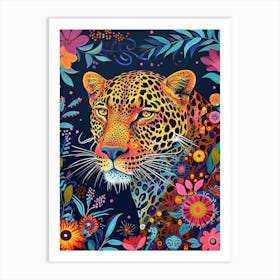 Kitsch Leopard Painting 1 Art Print