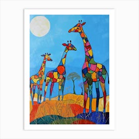 Abstract Geometric Giraffes 6 Art Print