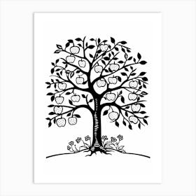 Apple Tree Simple Geometric Nature Stencil 1 1 Art Print