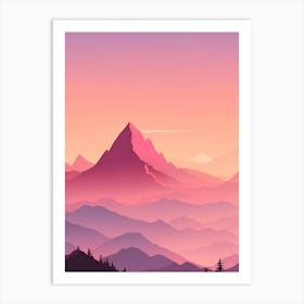 Misty Mountains Vertical Background In Pink Tone 68 Art Print