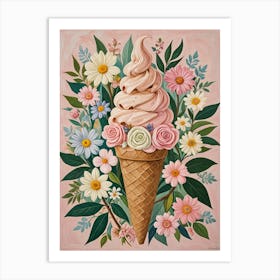 Flower Ice Cream Cone no1 Art Print