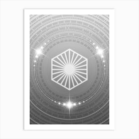 Geometric Glyph Abstract in White and Silver with Sparkle Array n.0326 Art Print