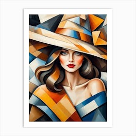 Woman In A Hat - Cubism 6 Art Print