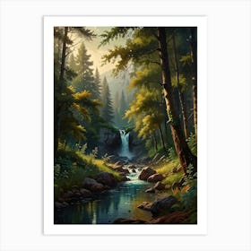 Waterfall In The Forest Art Print