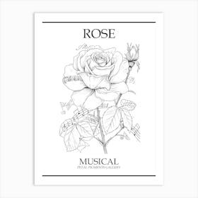 Rose Musical Line Drawing 3 Poster Art Print