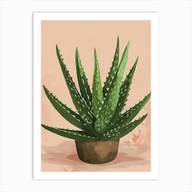 Aloe Vera Plant Minimalist Illustration 1 Art Print
