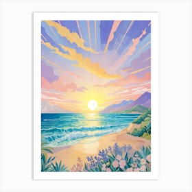 Romantic Beach Sunset Art Print