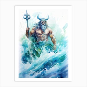  Watercolor Drawing Of Poseidon 7 Art Print