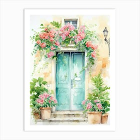 Marseille, France   Mediterranean Doors Watercolour Painting 3 Art Print