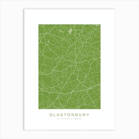 Glanstonbury Map Print Lime Art Print