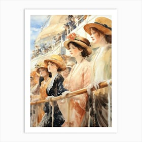 Titanic Ladies On Ship Watercolour 7 Art Print