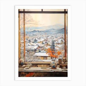 Winter Cityscape Nagano Japan 1 Art Print