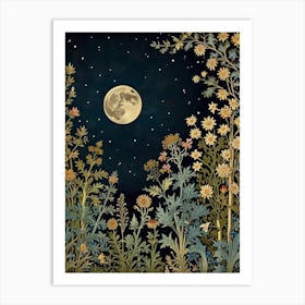 Moonlight In The Garden Style William Morris Art Print 2 Art Print