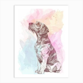 German Wirehaired Pointer Pastel Line Watercolour Illustration  1 Art Print