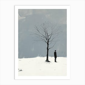 Winter Lone Tree, Minimalism Art Print