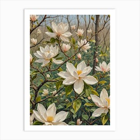 Magnolias In Bloom Art Print