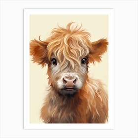 Simple Portrait Of Baby Highland Cow Art Print
