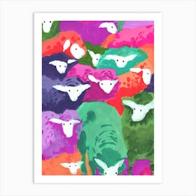 Colorful Sheep Cocktail, Tropical Art Print