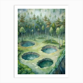 A Depiction Of Mysterious Sinkholes In Dense Fores (1) Art Print