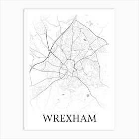 Wrexham, Wales, Uk, City Map, Black And White Fade Design Poster